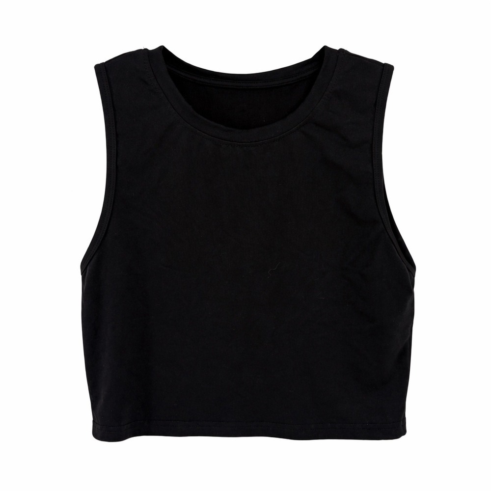 Zyia Active Womens Focus Crop Tank Top Black Size Large Sporty Athleisure